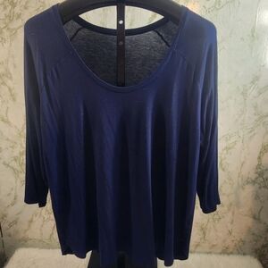 a.n.a. Blue Long Sleeve Top